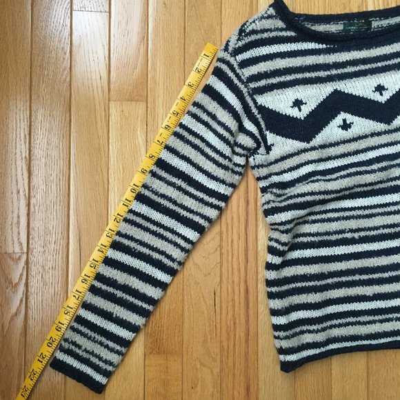 NWT Ralph Lauren Wool/Cotton Blend Blue and Cream Sweater Size XS - Picture 5 of 7